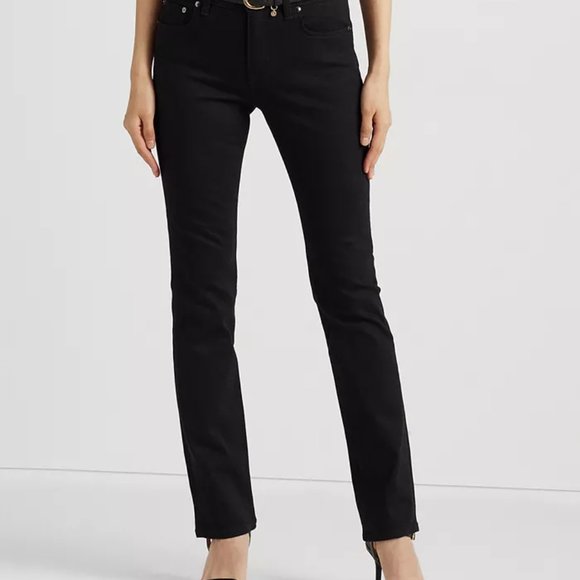 Ralph Lauren Black Mid-Rise Straight Leg Jeans Size 4 - Picture 1 of 7